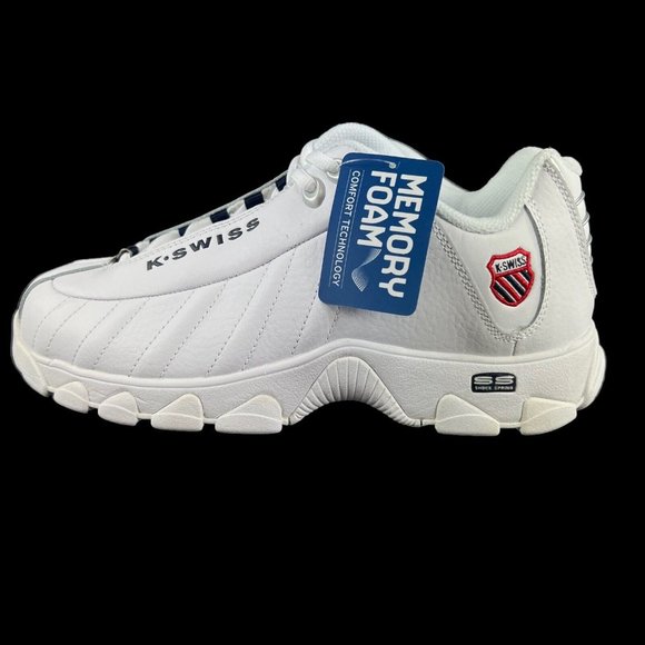 K-Swiss ST329 CMF White Navy Red Shoes Men's 03426-130 Sizes 9.5 - 11.5 EEEE - Picture 3 of 9